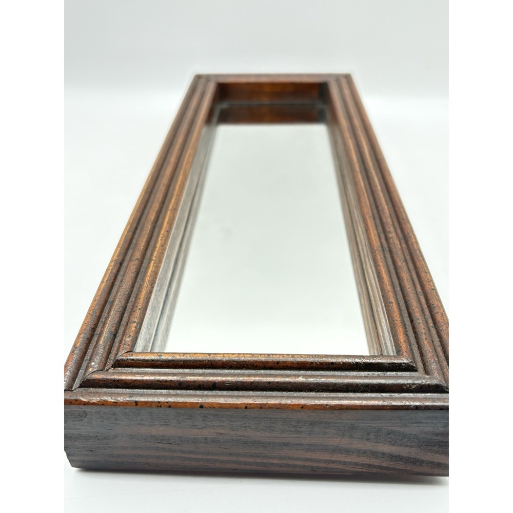 Vintage Handcrafted 13" X 5" Accent Mirror ChunkyFrame Wood Grandma Cottage Core